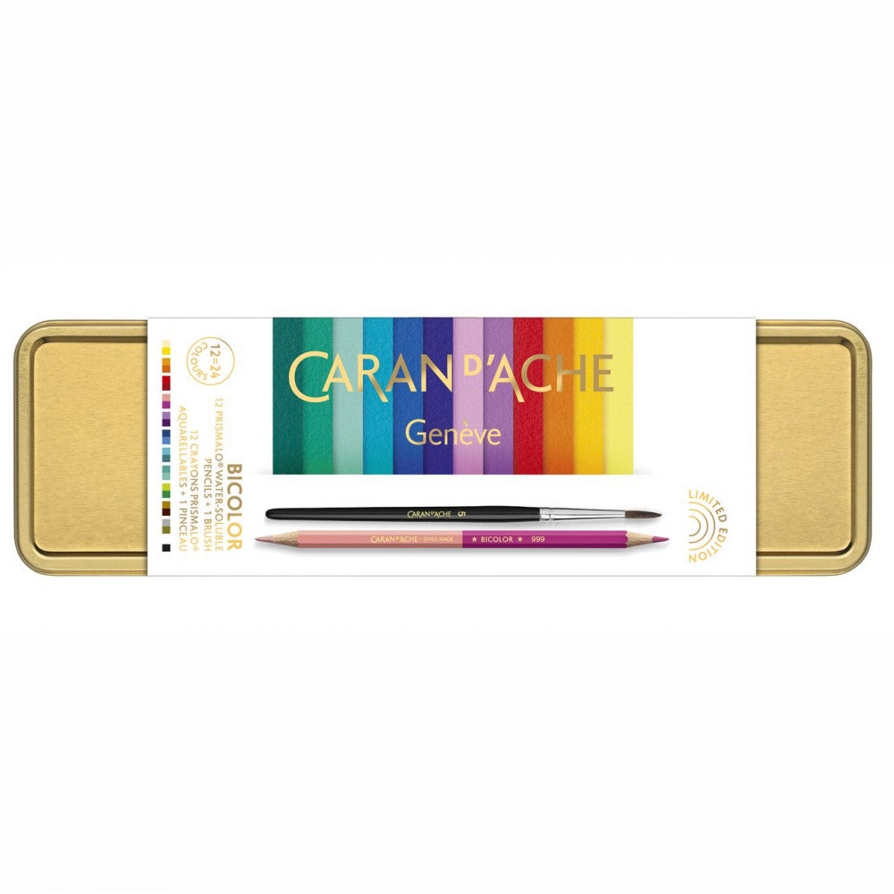 Lápis Aquarelável Caran D’Ache Prismalo Bicolor Rainbow 12 Unidades